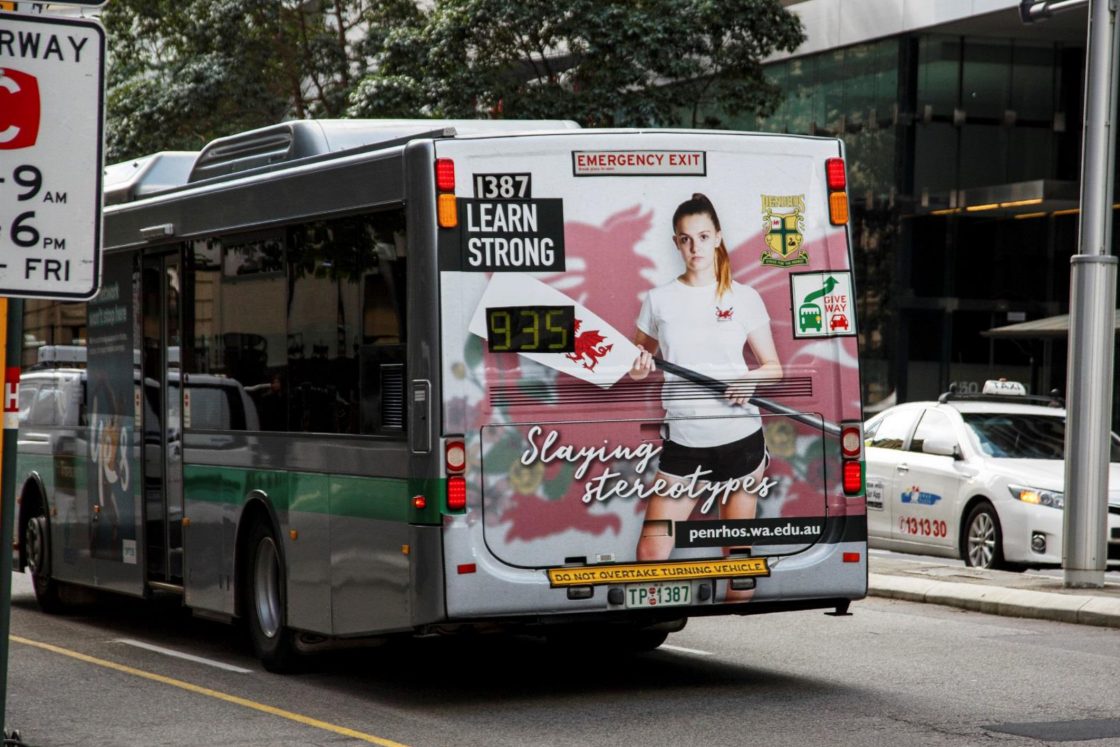 Outdoor advertisement: bus back