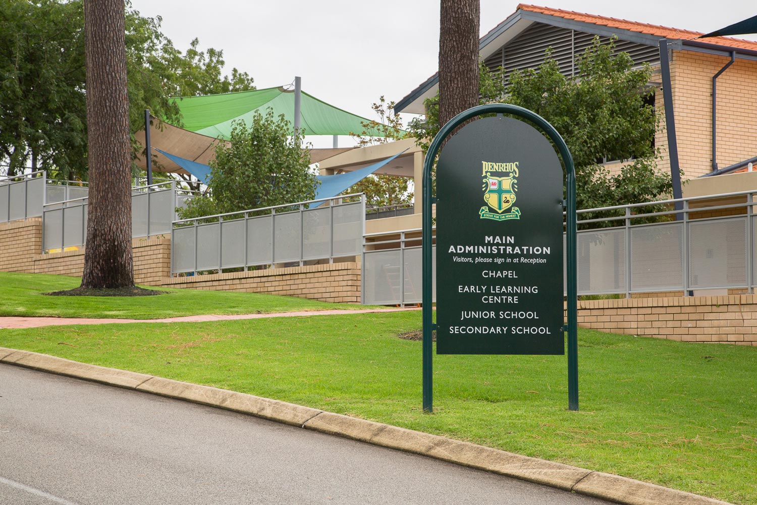 Welcome sign along main entrance