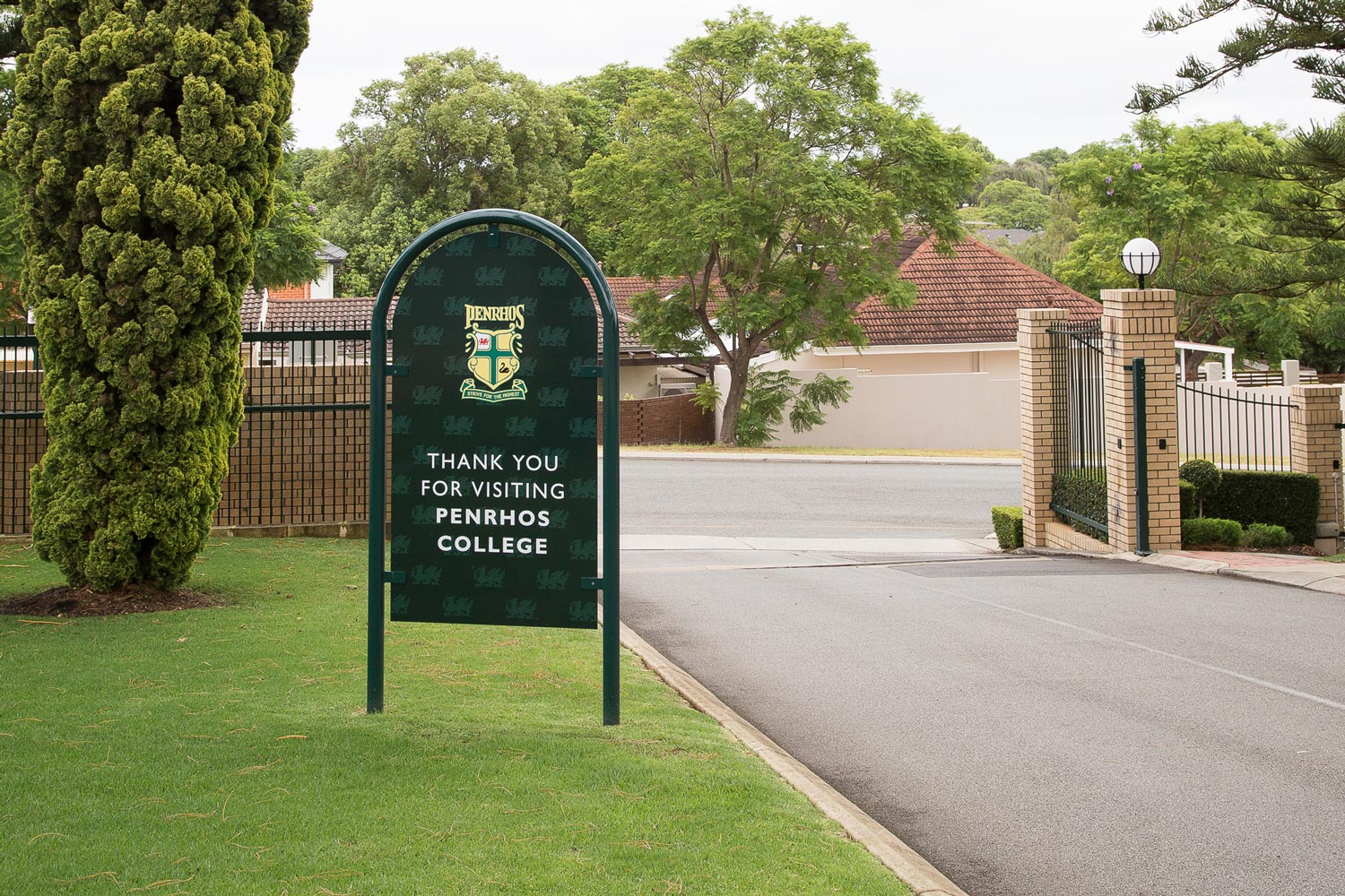 Back of welcome sign, which also doubles as a 'thank you' farewell sign